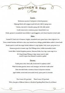 MOTHERS DAY MENU 2016